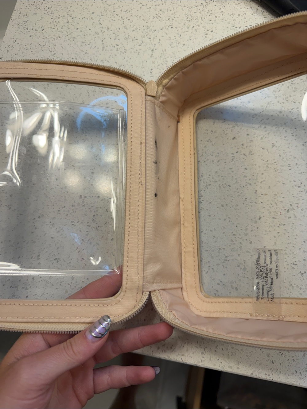 BEIS Clear Window Cosmetic Case in Beige and Clear - Picture 2 of 3